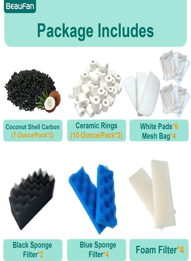 beaufan 24 Pack Aquarium Media Kit Replacement for Fluval 206/207 Canister Filters, Replacement Bio Foam Filters, Activated Carbon & Ceramic Rings (2 Sets Maintenance Bundle) - Image 3
